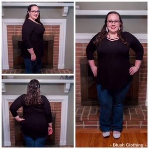 BNWOT Cross Front Strap Top with 3/4 sleeves